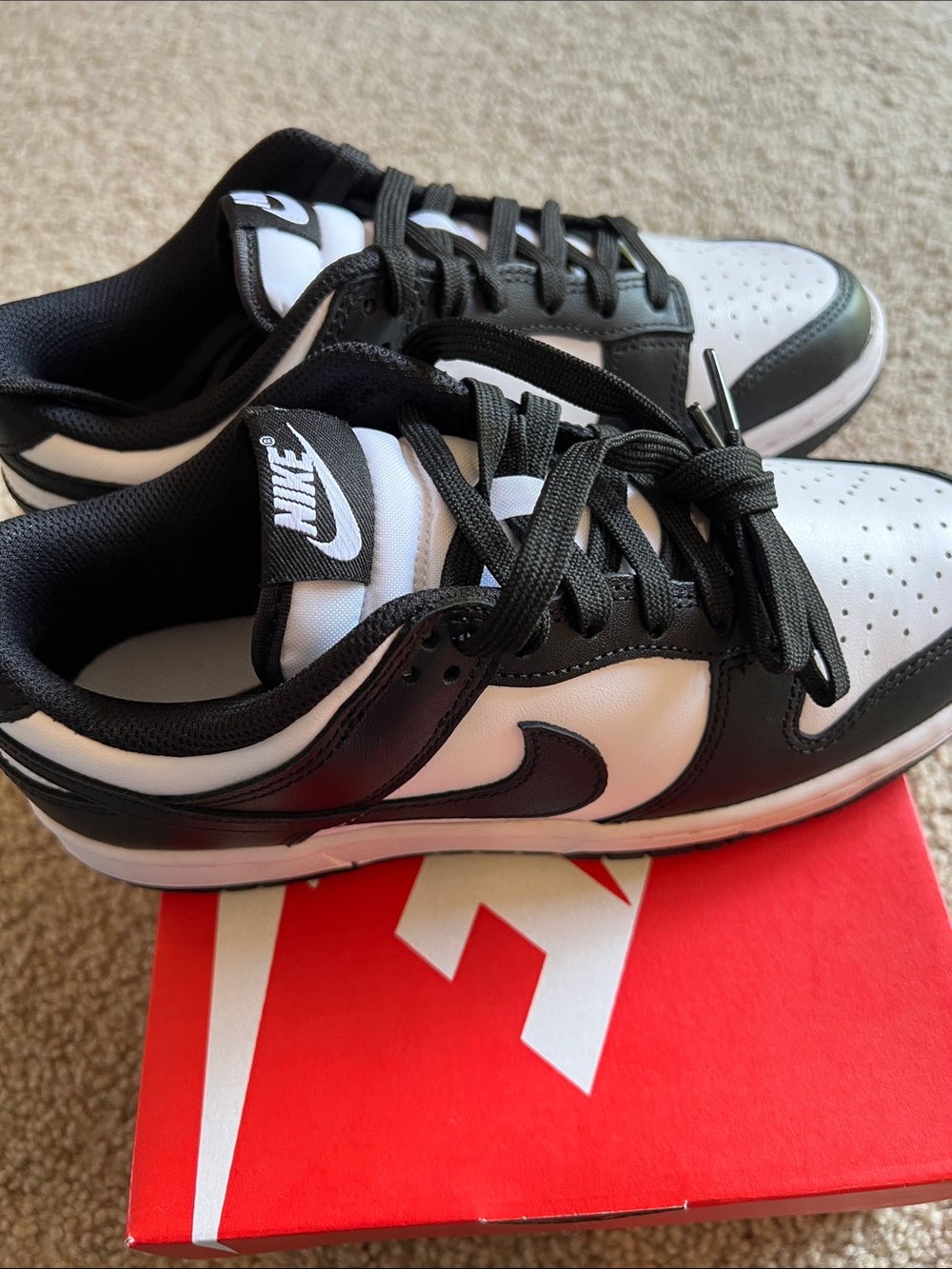 Women’s Nike Dunks Black and White Low-Top Sneakers - Picture 3 of 6